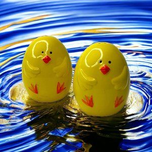 Baby Chicks Duckling Easter Decor Salt and Pepper Shaker Set Yellow 3" Tall